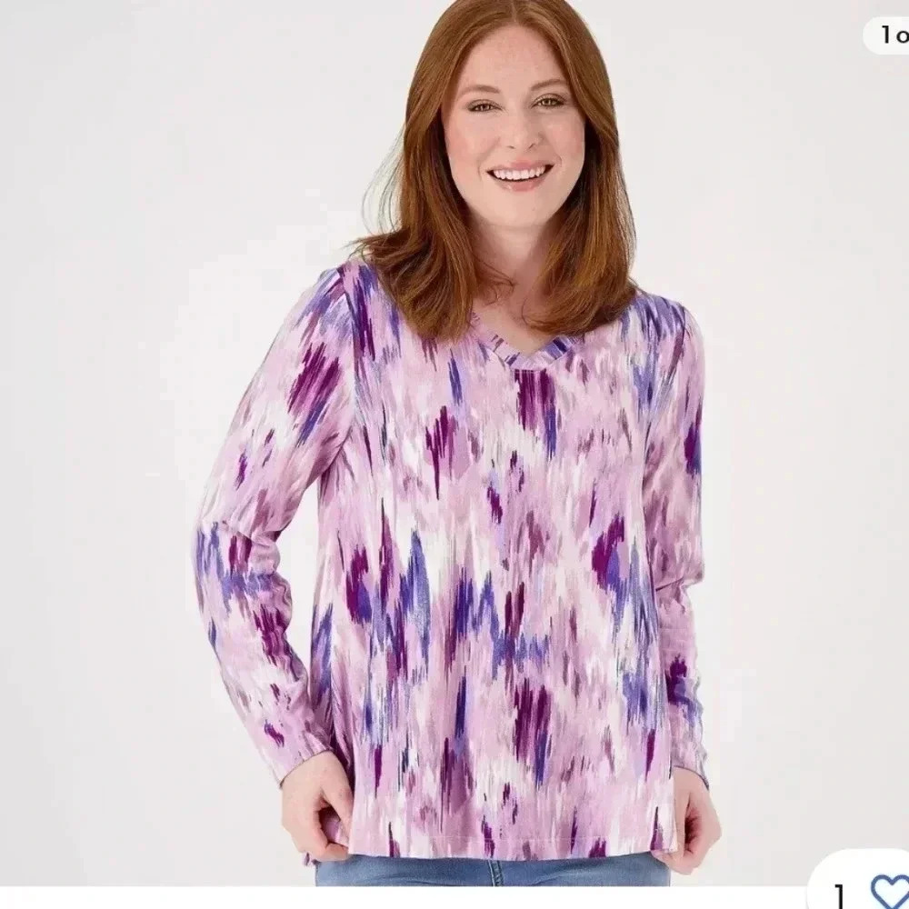 Denim & Co. Heavenly Jersey V-Neck Shirt